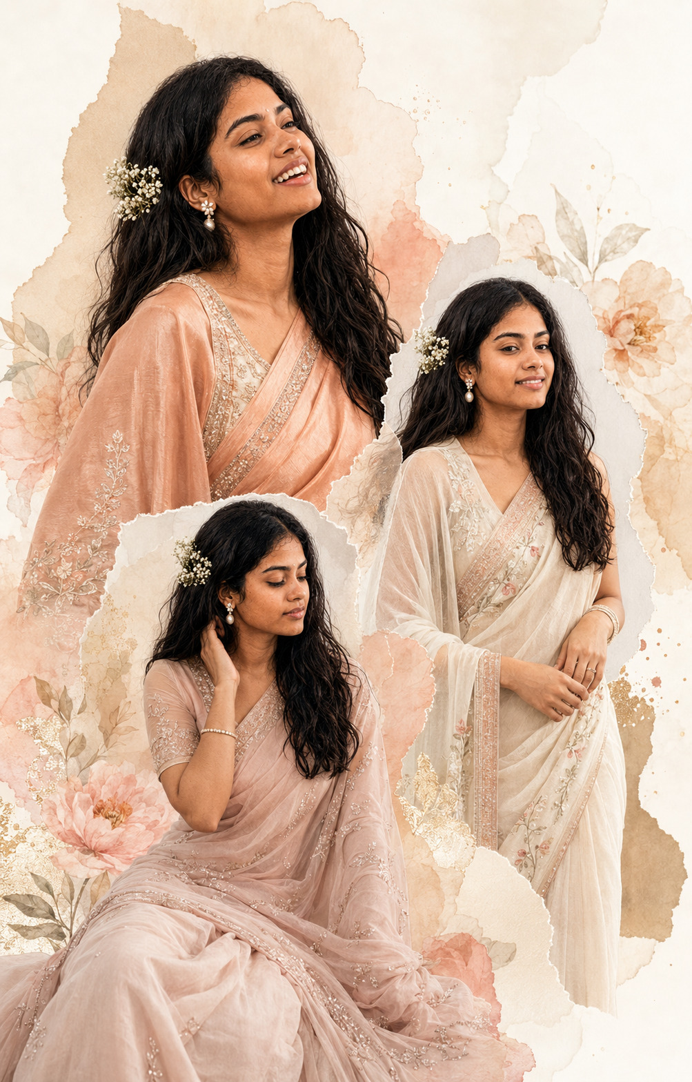 Saree Collage Portrait Prompt