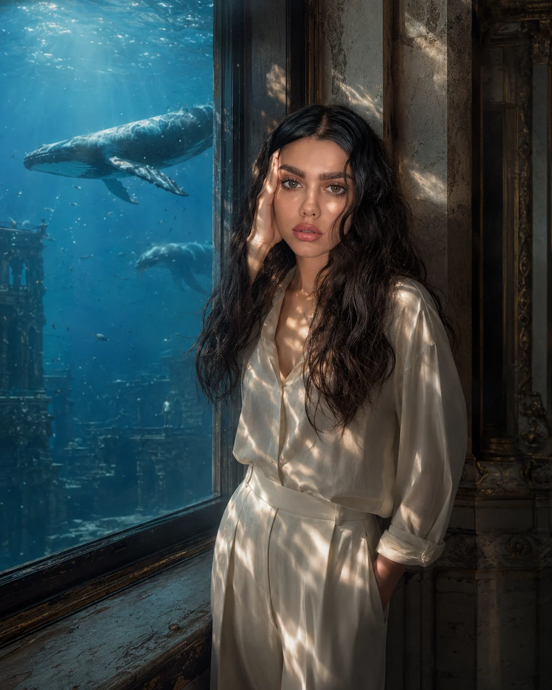 Ocean Window Cinematic Interior Portrait