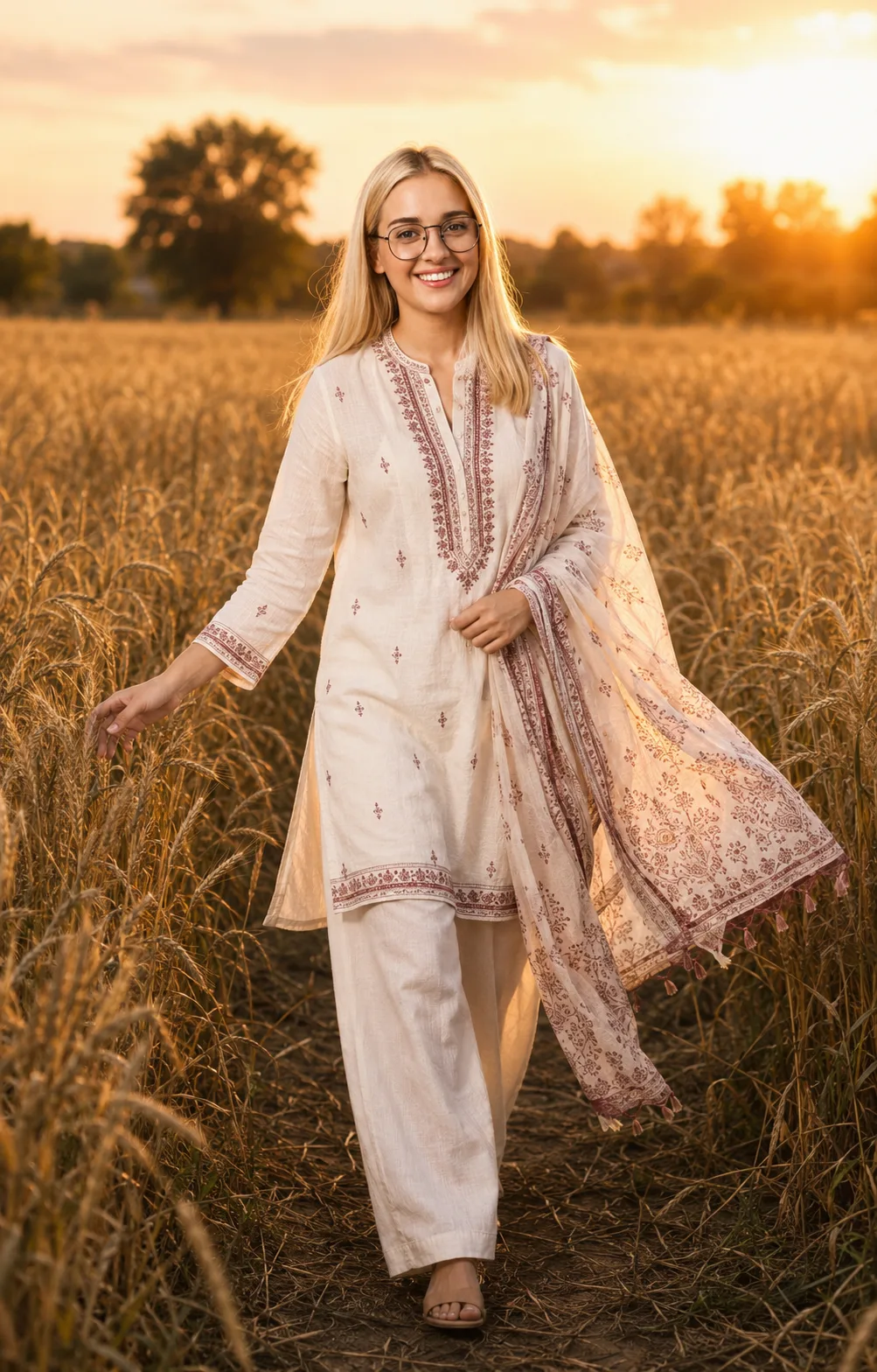 Golden Wheat Field Sunset Portrait