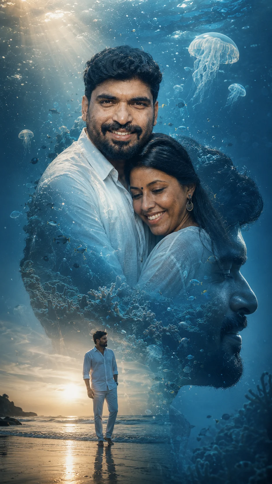 Underwater Dream Double Exposure Portrait