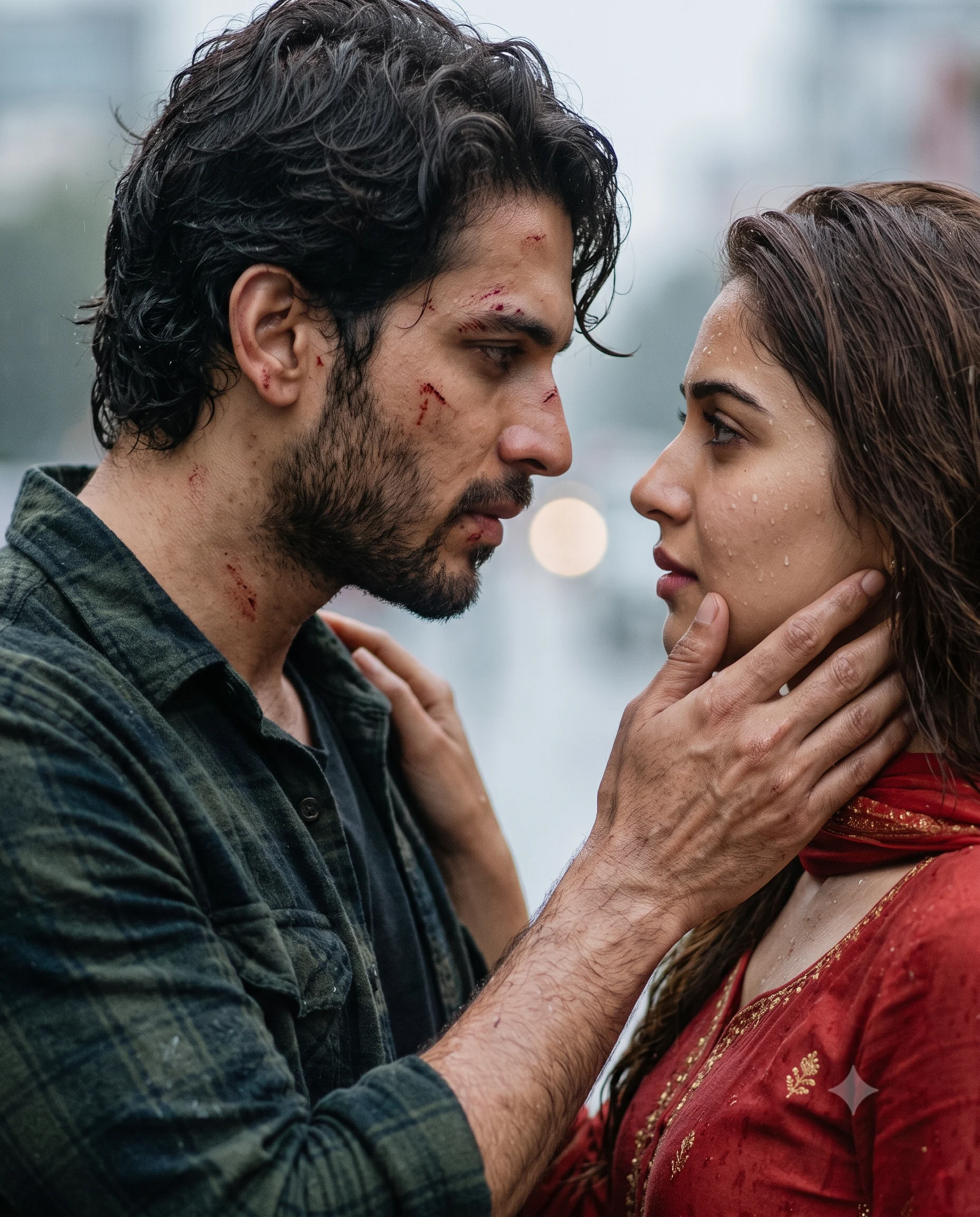 Rainy Cinematic Couple Portrait Prompt
