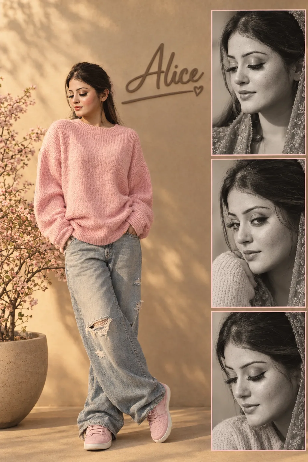 Luxury Pink Streetwear Fashion Editorial Collage