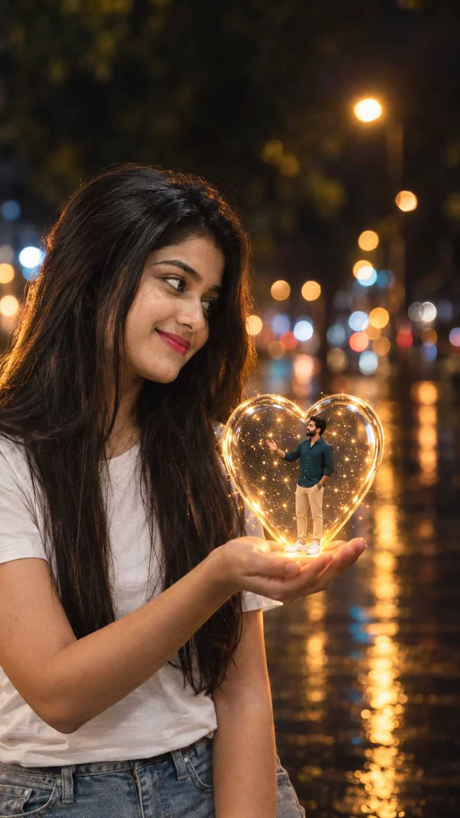 Miniature Boyfriend in a Glass Heart Portrait
