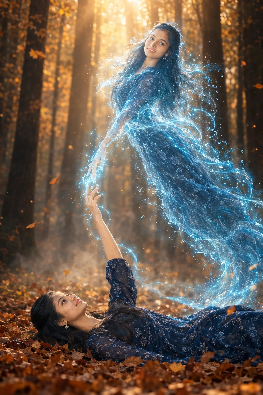 Ethereal Water Spirit Autumn Forest Portrait
