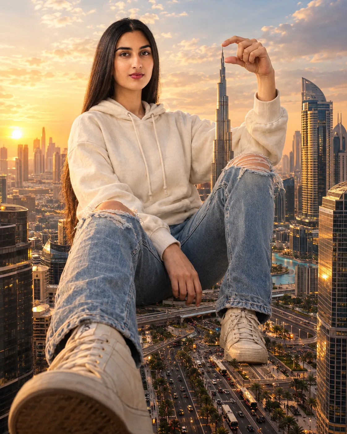 Dubai Skyscraper Giant Illusion Portrait