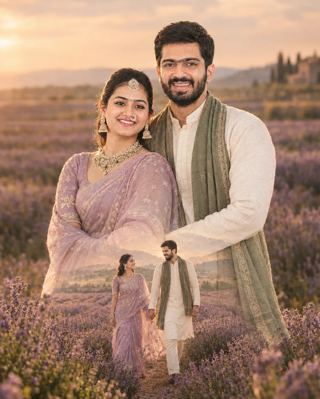 Lavender Field Dreamscape Couple Portrait