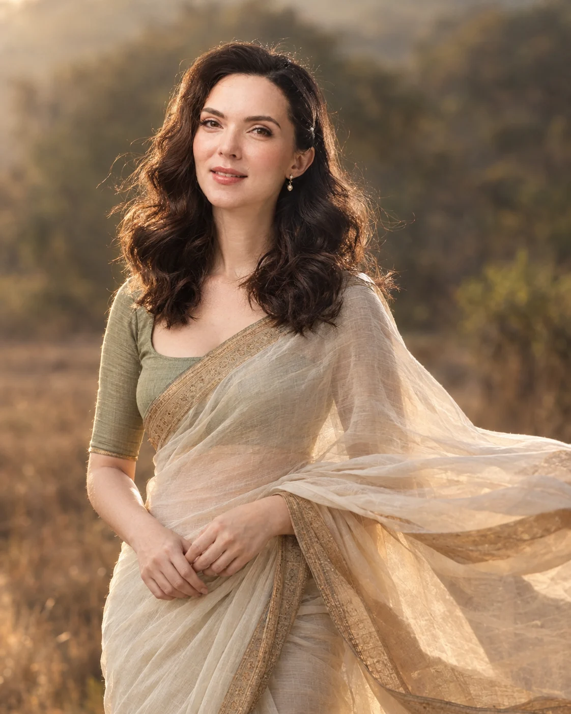 Wind-Blown Saree Portrait With Cinematic Motion