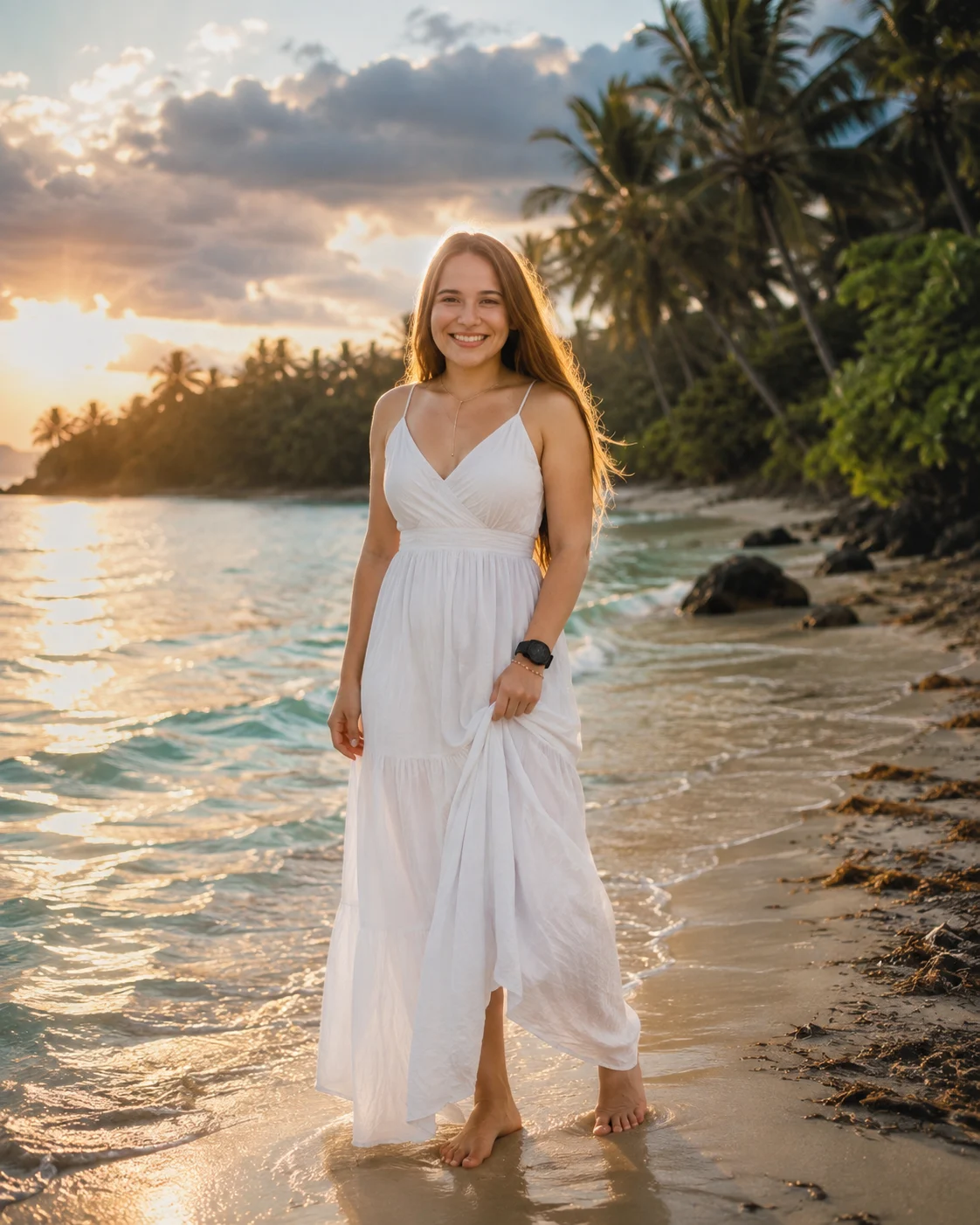 Andaman Beach White Dress Travel Portrait