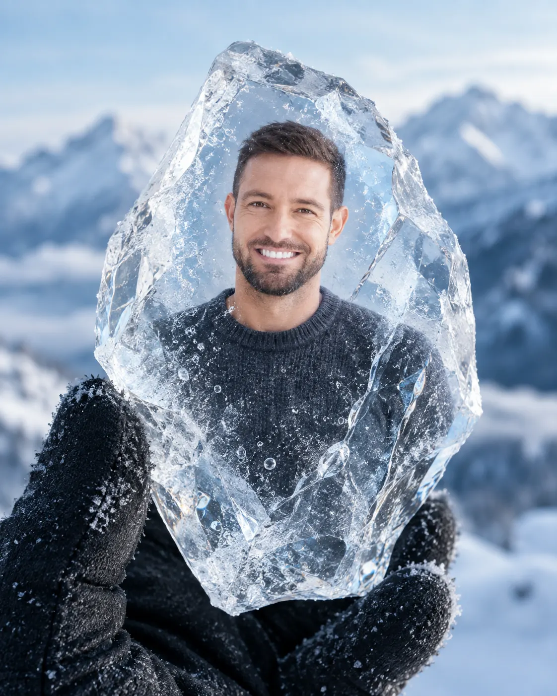 Portrait Encased in a Crystal Ice Fragment