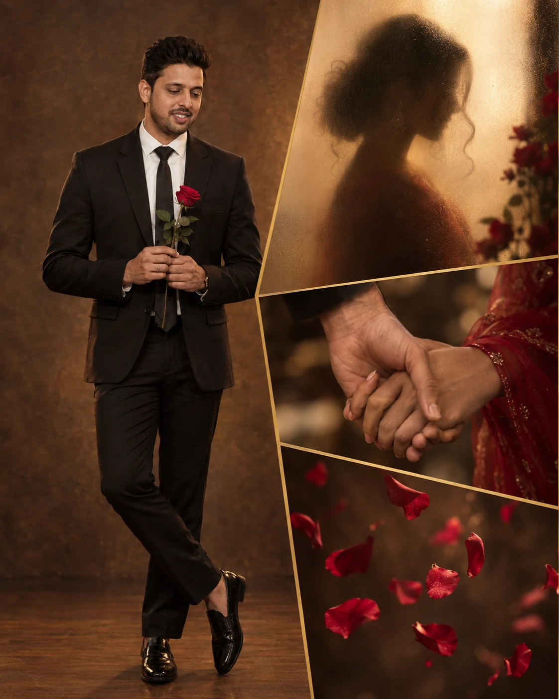 Cinematic Valentine Storyboard Portrait Collage