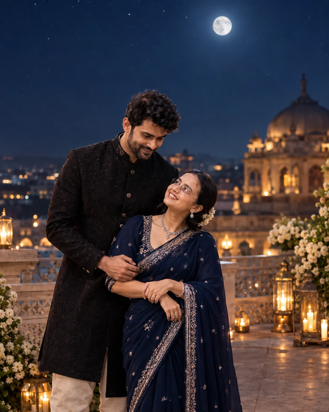 Palace Rooftop Couple Under the Stars
