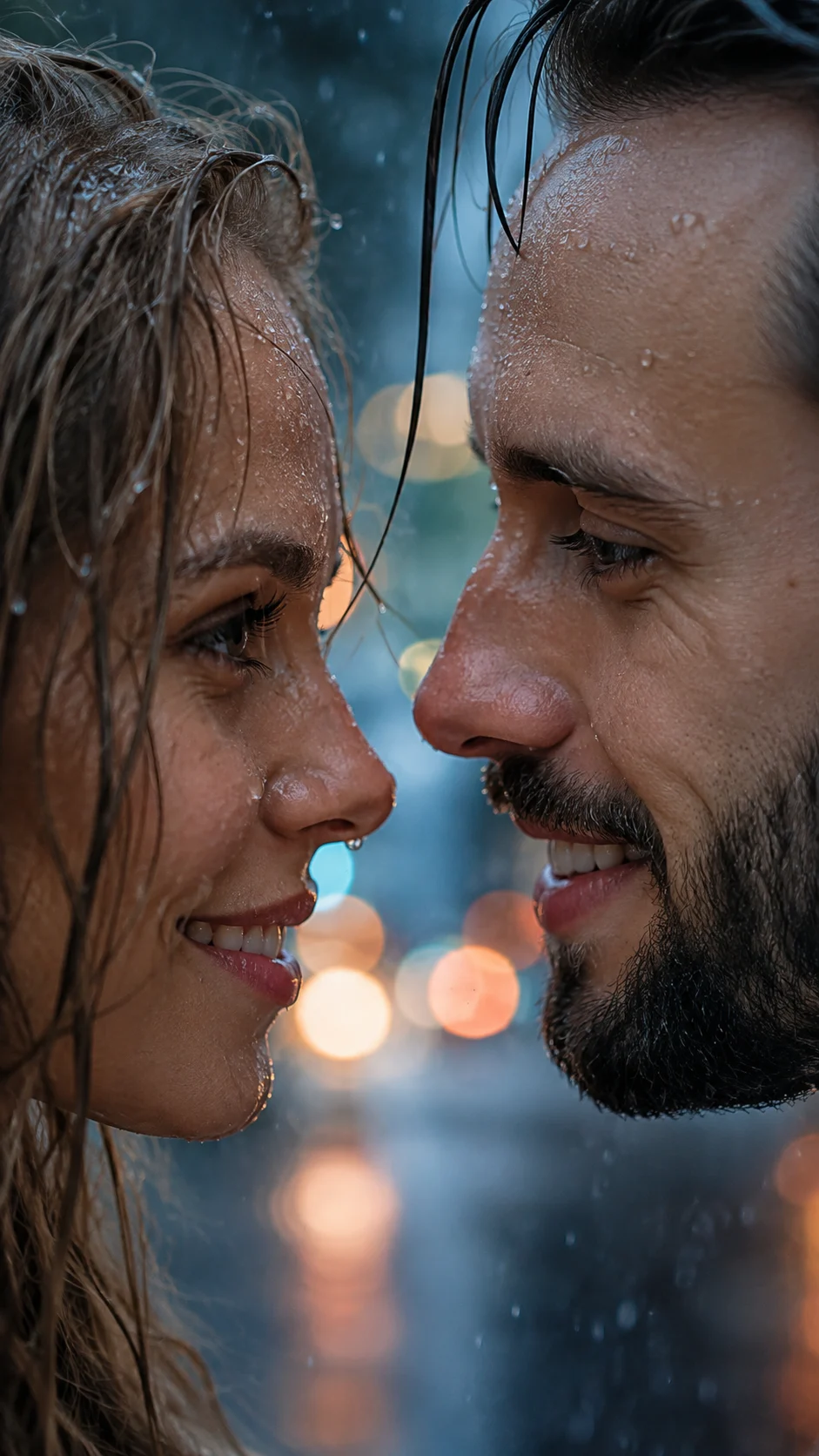 Rainy Face-to-Face Cinematic Eye Portrait