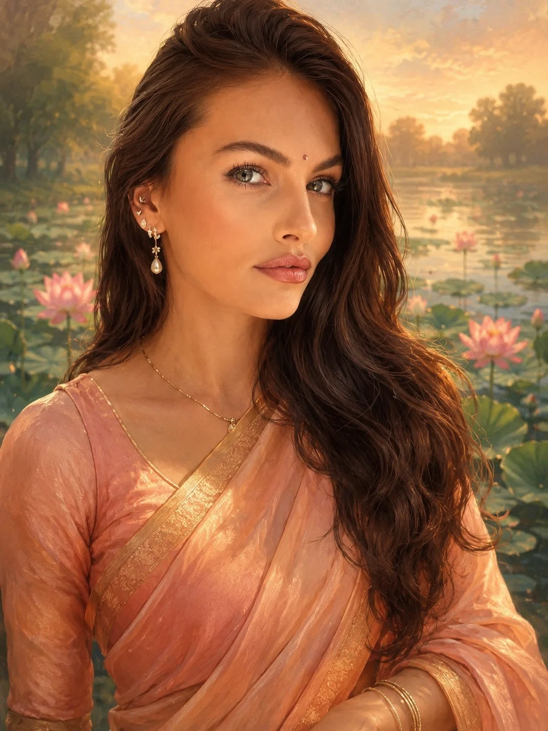 Dreamy Lotus Pond Indian Fine-Art Portrait