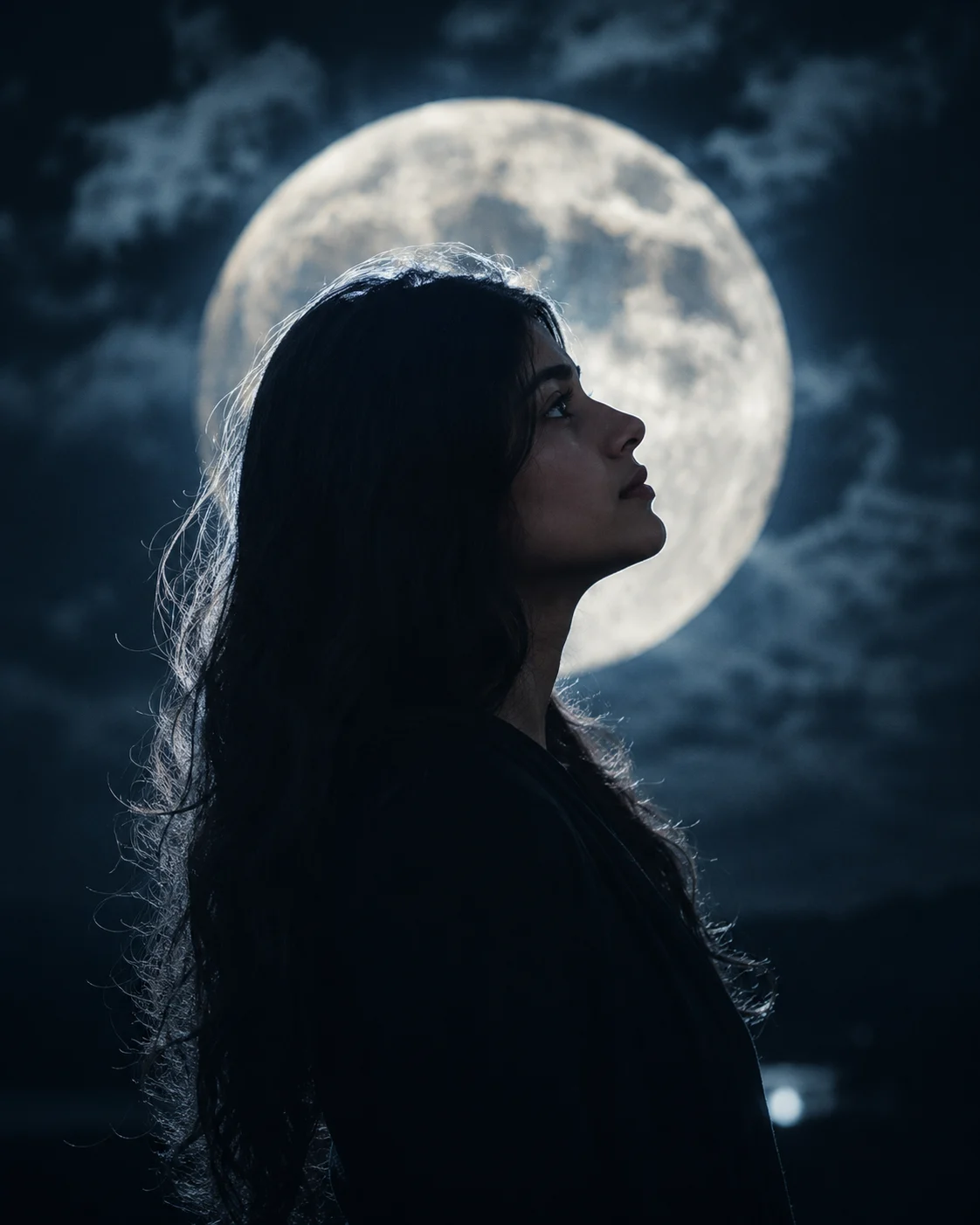 Moonlit Silhouette Profile Portrait