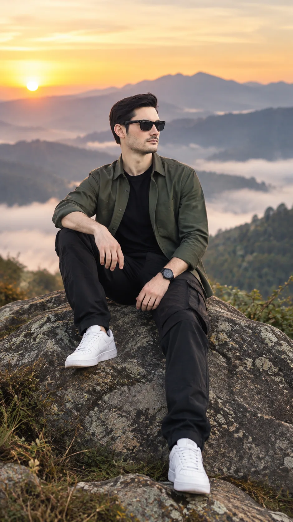 Mountain Sunrise Rock Portrait for Men