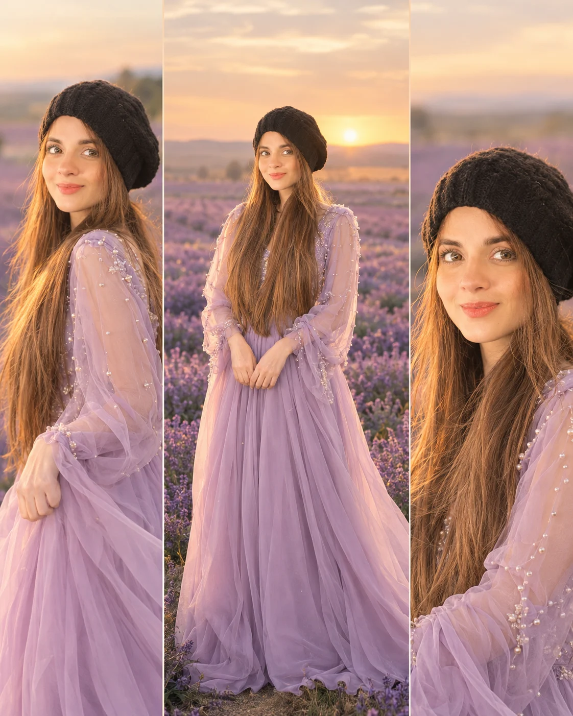 Lavender Garden Golden Hour AI Portrait Edit