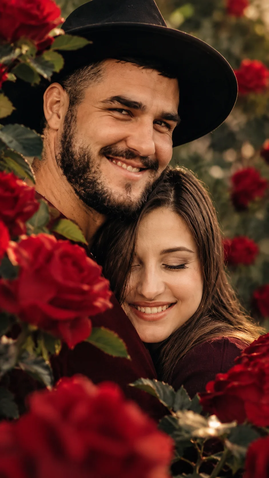 Red Rose Petal Peek Portrait for AI Photos