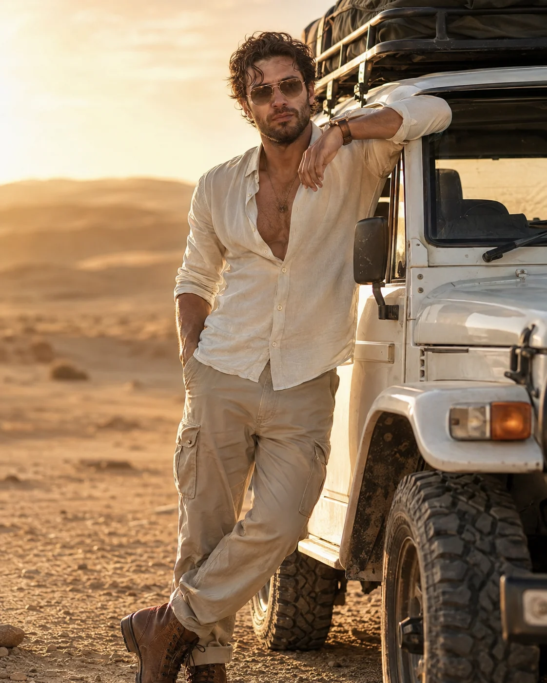 Desert Land Cruiser Cinematic Fashion Portrait