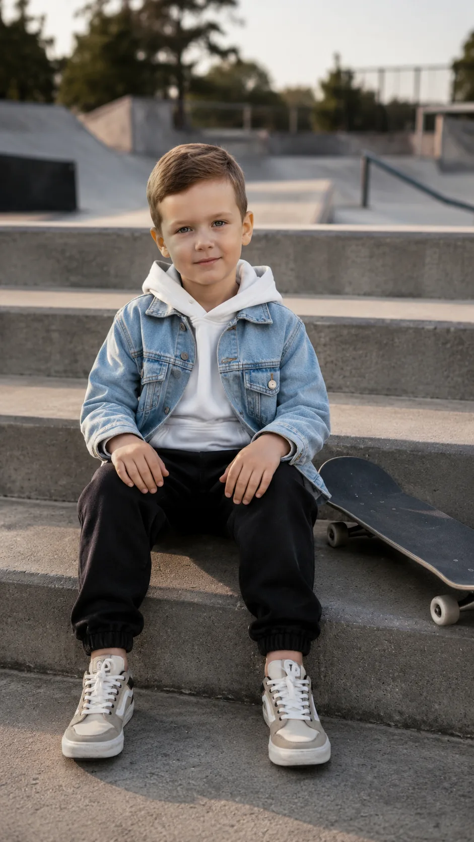 Skate Park Boy Portrait in Casual Streetwear