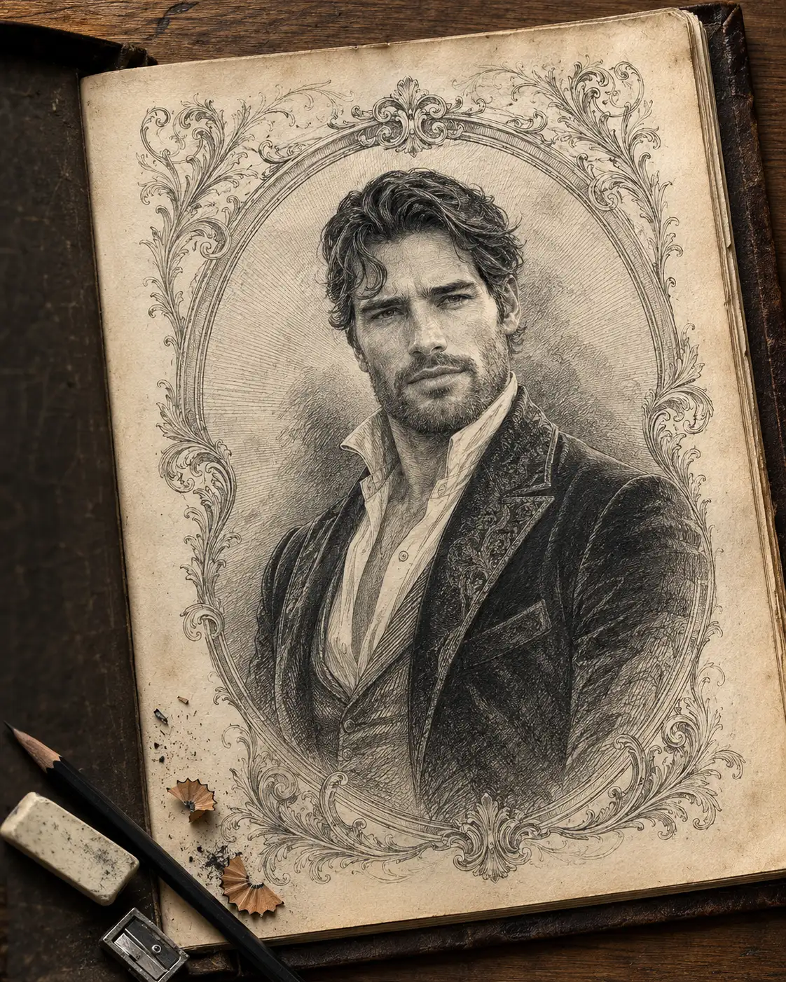 Antique Graphite Engraving Portrait from Your Photo
