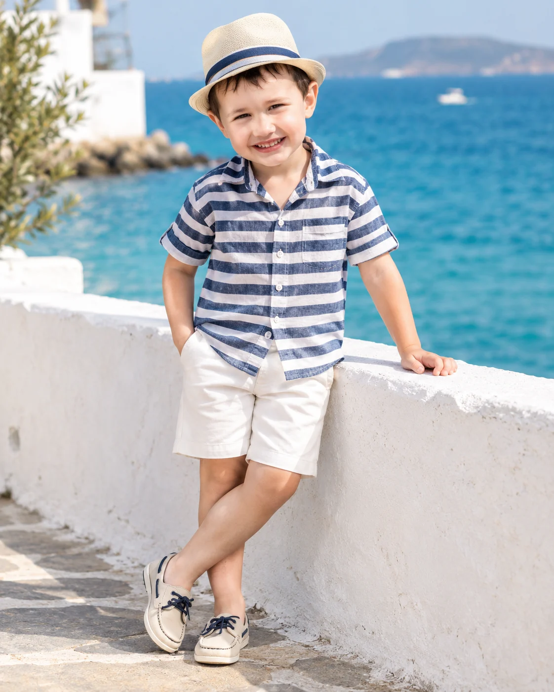 Little Captain Mediterranean Seaside Fashion Portrait