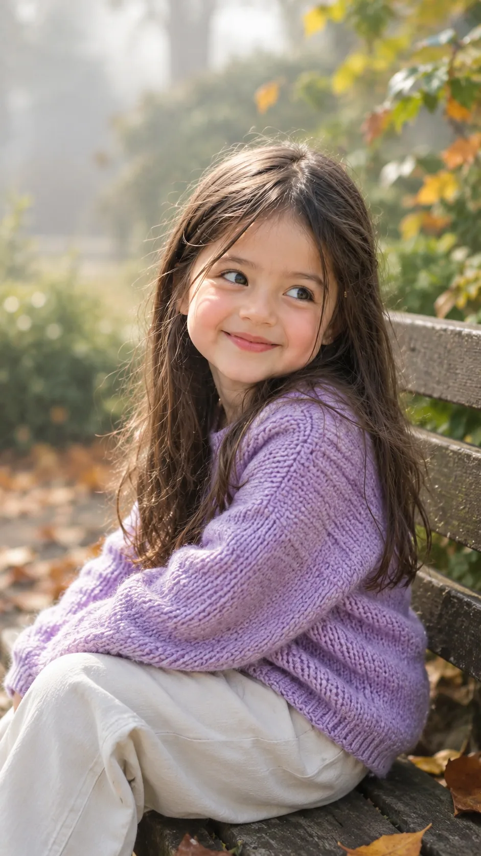 Lavender Sweater Autumn Garden Portrait for Girls