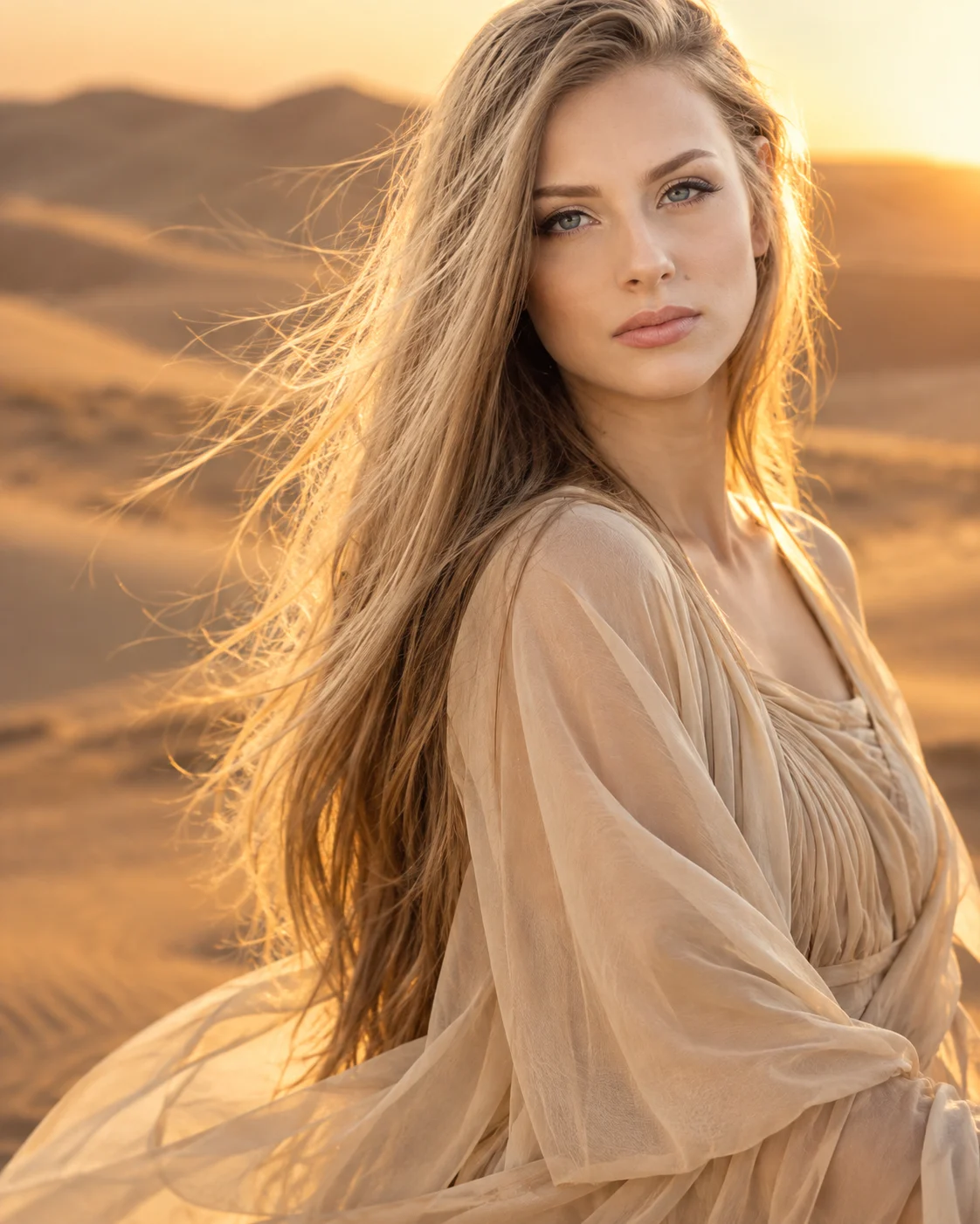 Desert Queen Golden Hour Fashion Portrait